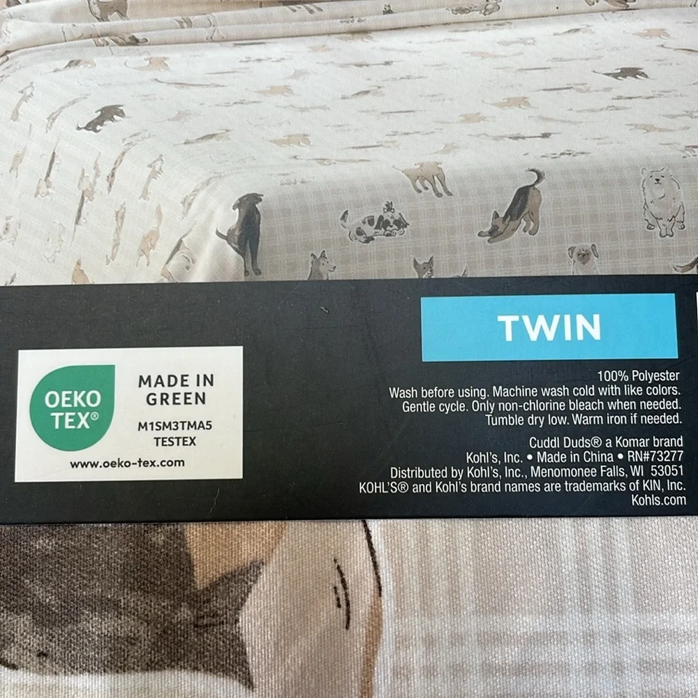 NWT Cuddl Duds Dogs Sheet Set Twin microfiber extra deep fit wrinkle resistant